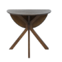 Round Walnut Drop Leaf Dining Table Set with 2 Beige Faux Leather Chairs - Seats 2 - Carson