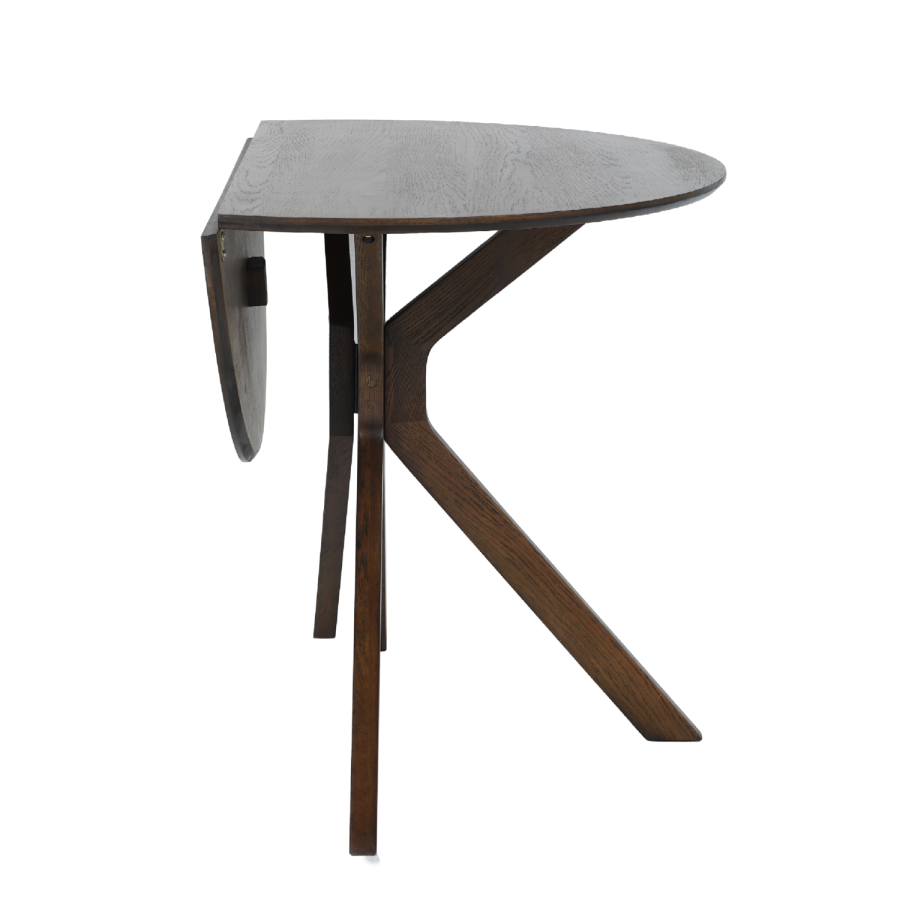 Round Walnut Drop Leaf Dining Table Set with 2 Beige Faux Leather Chairs - Seats 2 - Carson