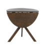 Round Walnut Drop Leaf Dining Table Set with 2 Beige Faux Leather Chairs - Seats 2 - Carson