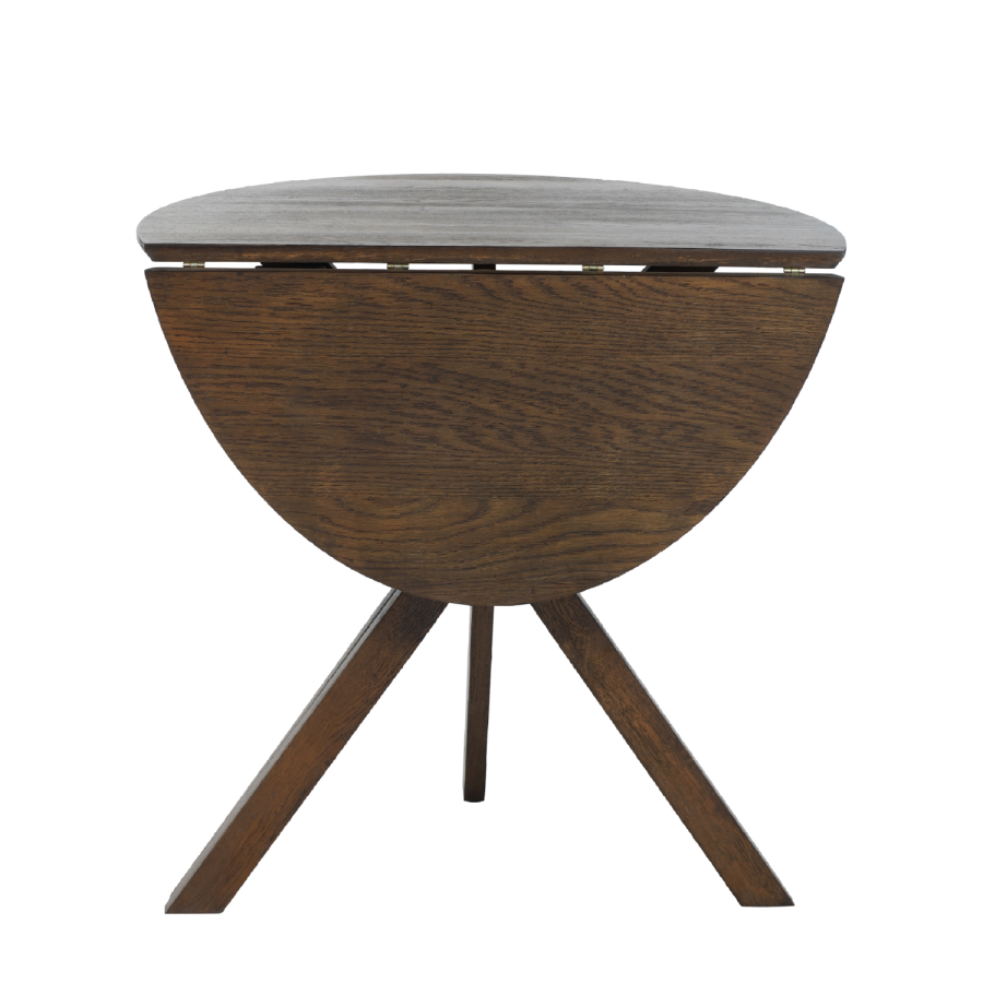 Small Walnut Drop Leaf Space Saving Round Extendable Dining Table - Seats 2 - 4 - Carson