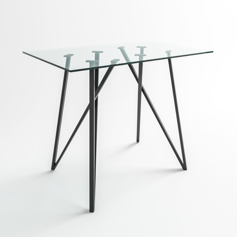 Small Glass Breakfast Bar Table with Black Metal Legs - Seats 4