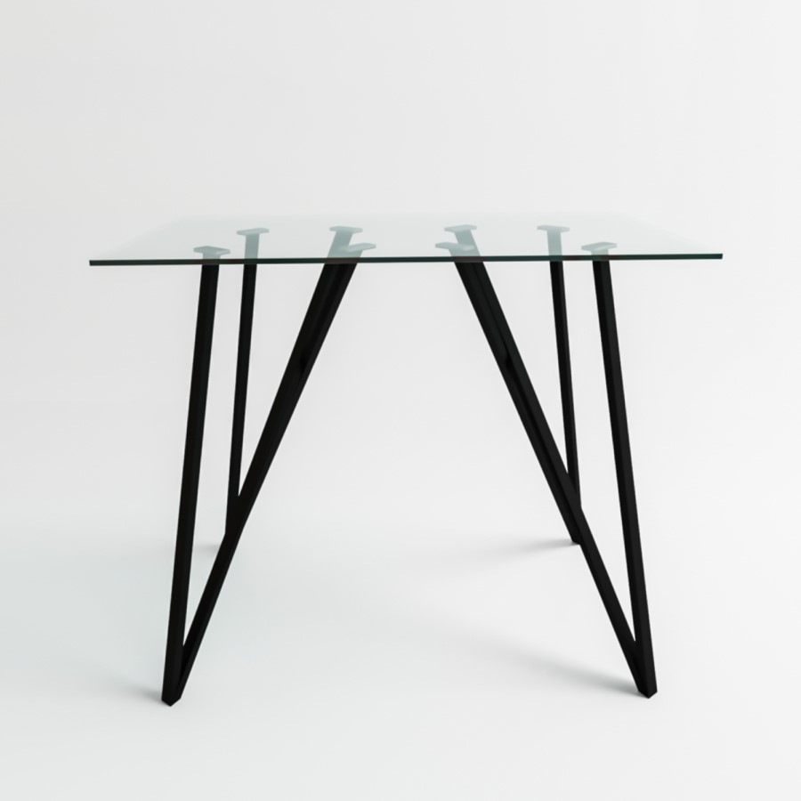 Small Glass Breakfast Bar Table with Black Metal Legs - Seats 4