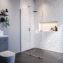 1400mm Chrome Frameless Sliding Door Shower Enclosure 8mm Glass + Wall Support Bar - Denver