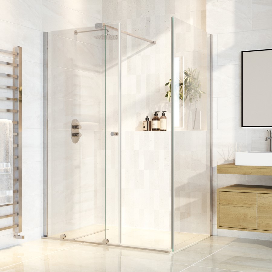 1200x800mm Chrome 8mm Glass Frameless Rectangular Sliding Shower Enclosure - Denver