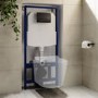 1168mm Wall Hung Toilet Frame with Gunmetal Pneumatic Dual Flush Plate & Concealed Cistern - Elira
