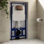 1160mm Wall Hung Toilet Frame with Brushed Bronze Pneumatiic Flush Plate & Concealed Cistern - Elira