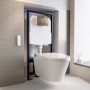 Wall Hung Smart Bidet Japanese Toilet with Heated Seat & Brushed Bronze Pneumatic Flush Plate, 1168mm Frame & Cistern - Purificare