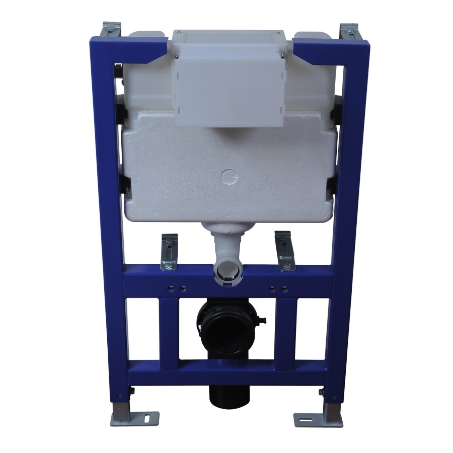 Wall Hung Toilet with Soft Close Toilet Seat, Brushed Bronze Flush Plate, 820mm Frame & Cistern - Albi