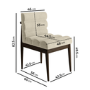 Set of 6 Walnut and Beige Upholstered Mid Century Sculpted Dining Chairs with Wooden Legs - Freja