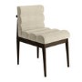 Set of 6 Walnut and Beige Upholstered Mid Century Sculpted Dining Chairs with Wooden Legs - Freja
