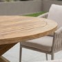 4 Seater Real Teak Round Garden Dining Set with Beige Rope Chairs