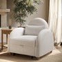 Pull-Out Single Chair Bed in Beige Boucle - Gene
