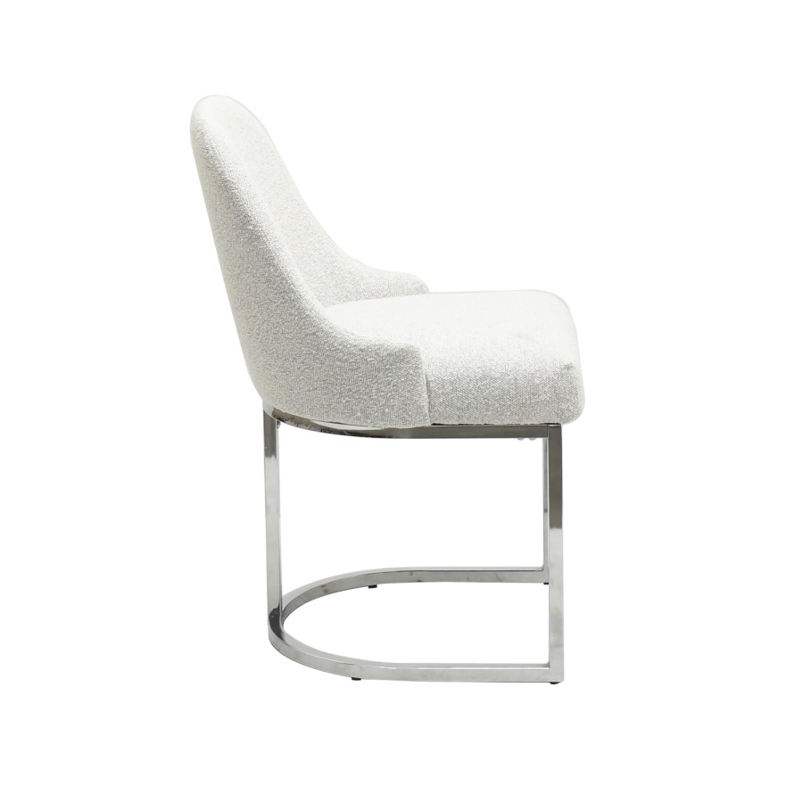 Large Rectangular Beige Marble Effect Extendable Dining Table Set with 6 Boucle Chairs - Seats 6 - Geneva