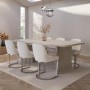 Large Rectangular Beige Marble Effect Extendable Dining Table Set with 6 Boucle Chairs - Seats 6 - Geneva