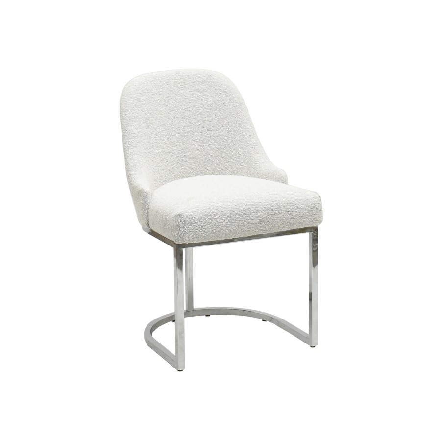 Large Rectangular Beige Marble Effect Extendable Dining Table Set with 6 Boucle Chairs - Seats 6 - Geneva
