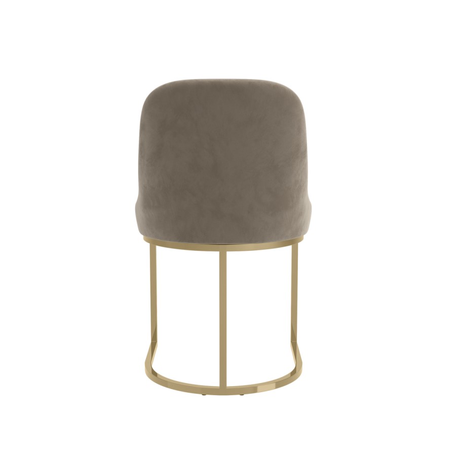 Set of 2 Mink Velvet Dining Chairs with Gold Legs - Callie