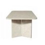 Large Rectangular Beige Marble Effect Extendable Dining Table Set with 6 Mink Velvet Chairs - Seats 6 - Geneva