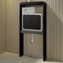 Back to Wall Toilet with Black Glass Cabinet, Cistern & Pneumatic Dual Flush Button - Albi