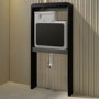 Black Back to Wall Toilet with Black Glass Cabinet, Cistern & Pneumatic Dual Flush Button - Albi