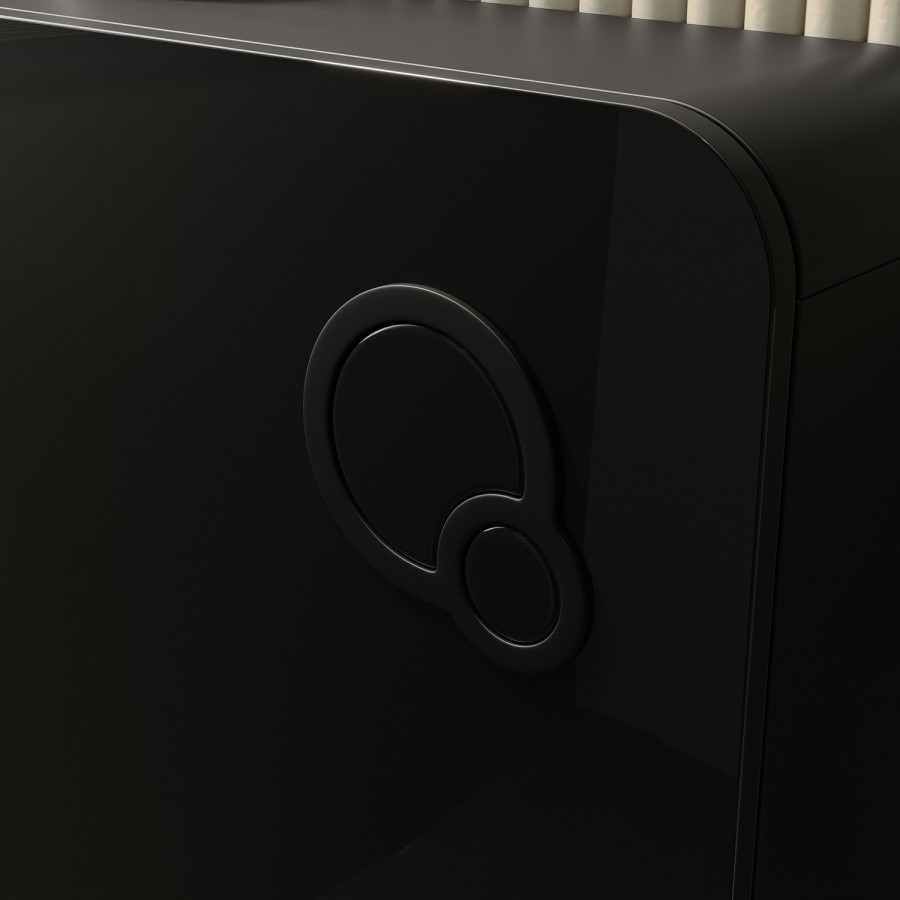 Black Back to Wall Toilet with Black Glass Cabinet, Cistern & Pneumatic Dual Flush Button - Albi