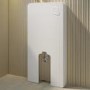 Back to Wall Toilet with White Glass Cabinet, Cistern & Pneumatic Dual Flush Button - Albi
