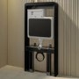 Black Wall Hung Toilet with Black Glass Cabinet, Cistern & Pneumatic Dual Flush Button - Verona