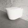 Wall Hung Smart Bidet Japanese Toilet with Black Glass Cabinet, Frame, Cistern & Pneumatic Dual Flush Button - Purificare