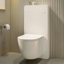 Wall Hung Toilet with White Glass Cabinet, Cistern & Pneumatic Dual Flush Button - Roma