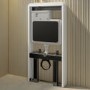 Wall Hung Toilet with White Glass Cabinet, Cistern & Pneumatic Dual Flush Button - Roma