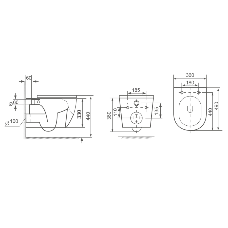 Wall Hung Toilet with White Glass Cabinet, Cistern & Pneumatic Dual Flush Button - Roma