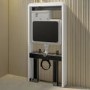 Black Wall Hung Toilet with White Glass Cabinet, Cistern & Pneumatic Dual Flush Button - Verona