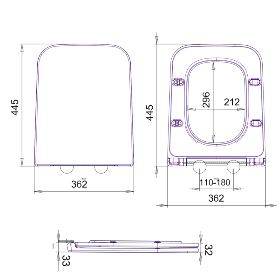 Wall Hung Toilet with White Glass Cabinet, Cistern & Pneumatic Dual Flush Button - Albi