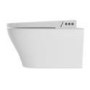 Wall Hung Smart Bidet Japanese Toilet with Heated Seat, White Glass Cabinet, Frame, Cistern & Pneumatic Dual Flush Button - Purificare