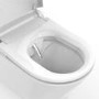 Wall Hung Smart Bidet Japanese Toilet with Heated Seat, White Glass Cabinet, Frame, Cistern & Pneumatic Dual Flush Button - Purificare