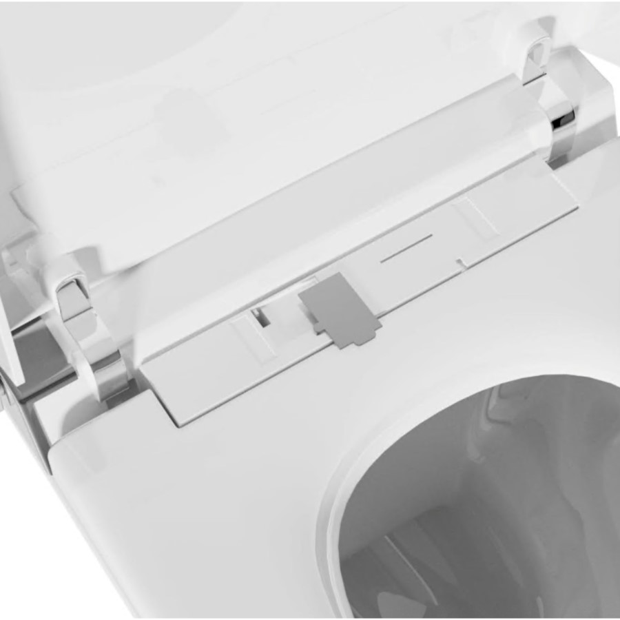 Wall Hung Smart Bidet Japanese Toilet with Heated Seat, White Glass Cabinet, Frame, Cistern & Pneumatic Dual Flush Button - Purificare