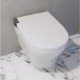 Wall Hung Smart Bidet Japanese Toilet with Heated Seat, White Glass Cabinet, Frame, Cistern & Pneumatic Dual Flush Button - Purificare