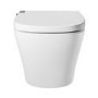Wall Hung Smart Bidet Japanese Toilet with Heated Seat, White Glass Cabinet, Frame, Cistern & Pneumatic Dual Flush Button - Purificare