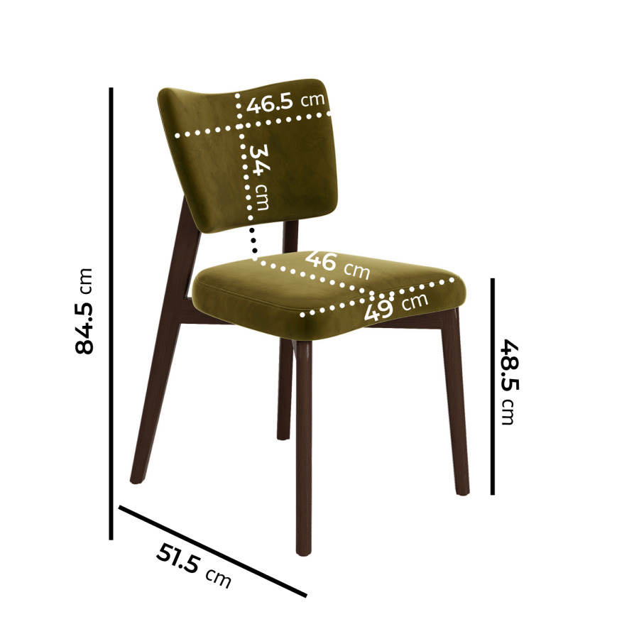 Round Walnut Dining Table Set with 4 Olive Green Velvet Curved Back Dining Chairs - Seats 4 - Hana
