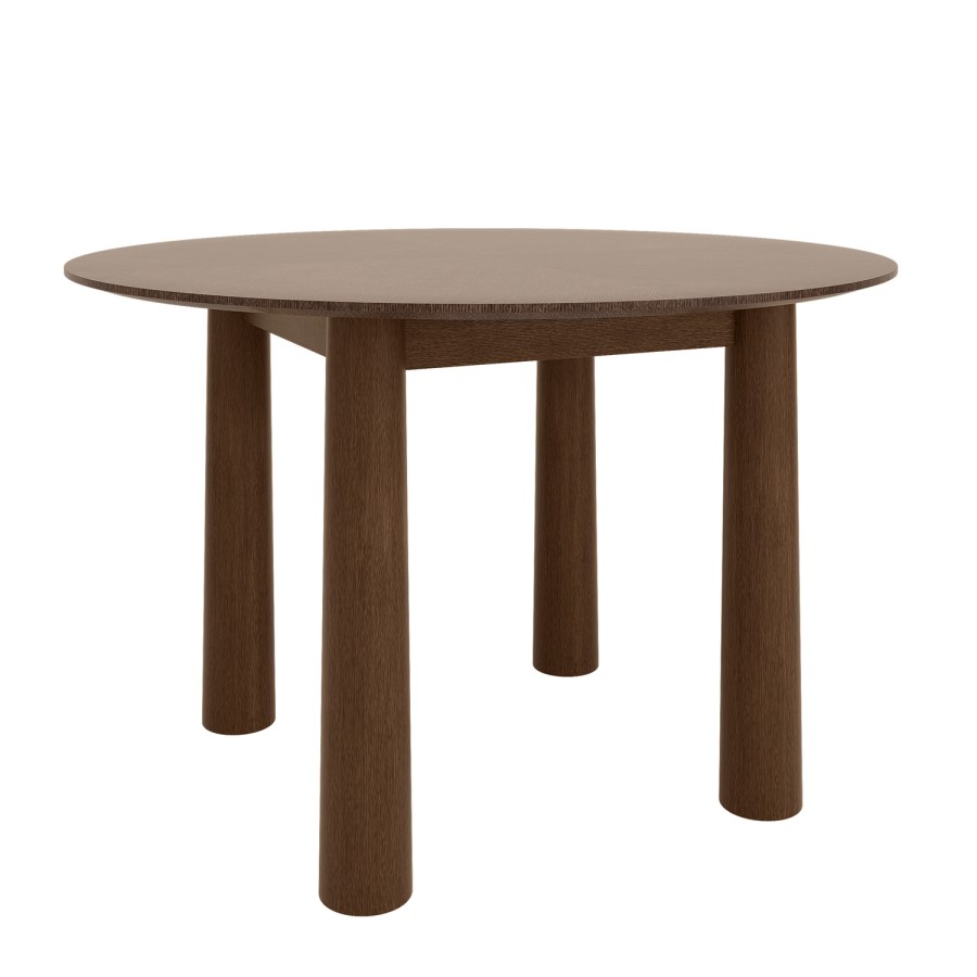 Round Walnut Dining Table Set with 4 Olive Green Velvet Curved Back Dining Chairs - Seats 4 - Hana