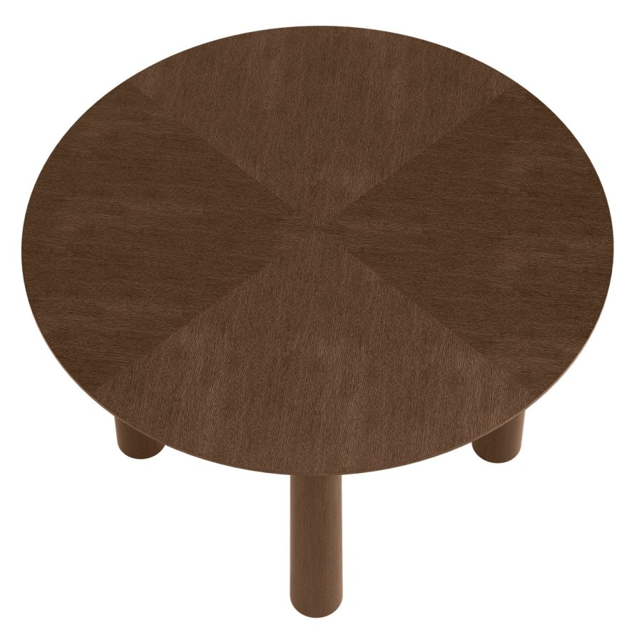 Round Walnut Dining Table Set with 4 Olive Green Velvet Curved Back Dining Chairs - Seats 4 - Hana