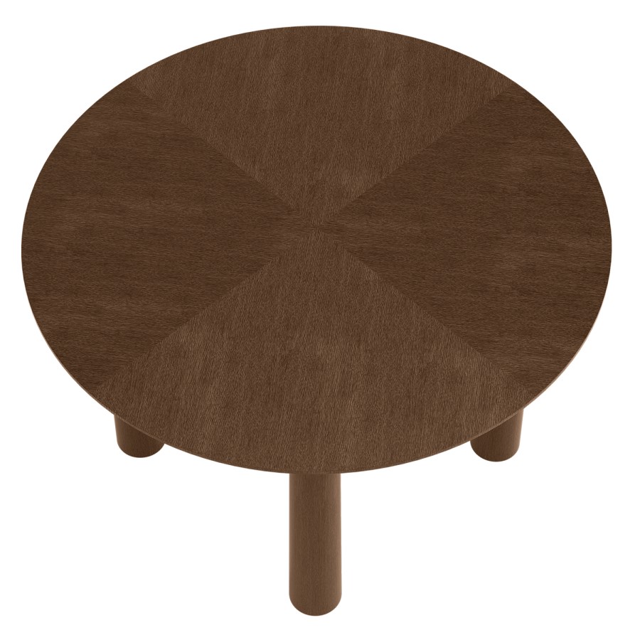 Round Walnut Dining Table Set with 4 Beige Upholstered Chairs - Seats 4 - Hana
