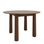 Round Walnut Dining Table Set with 4 Green Upholstered Chairs - Seats 4 - Hana