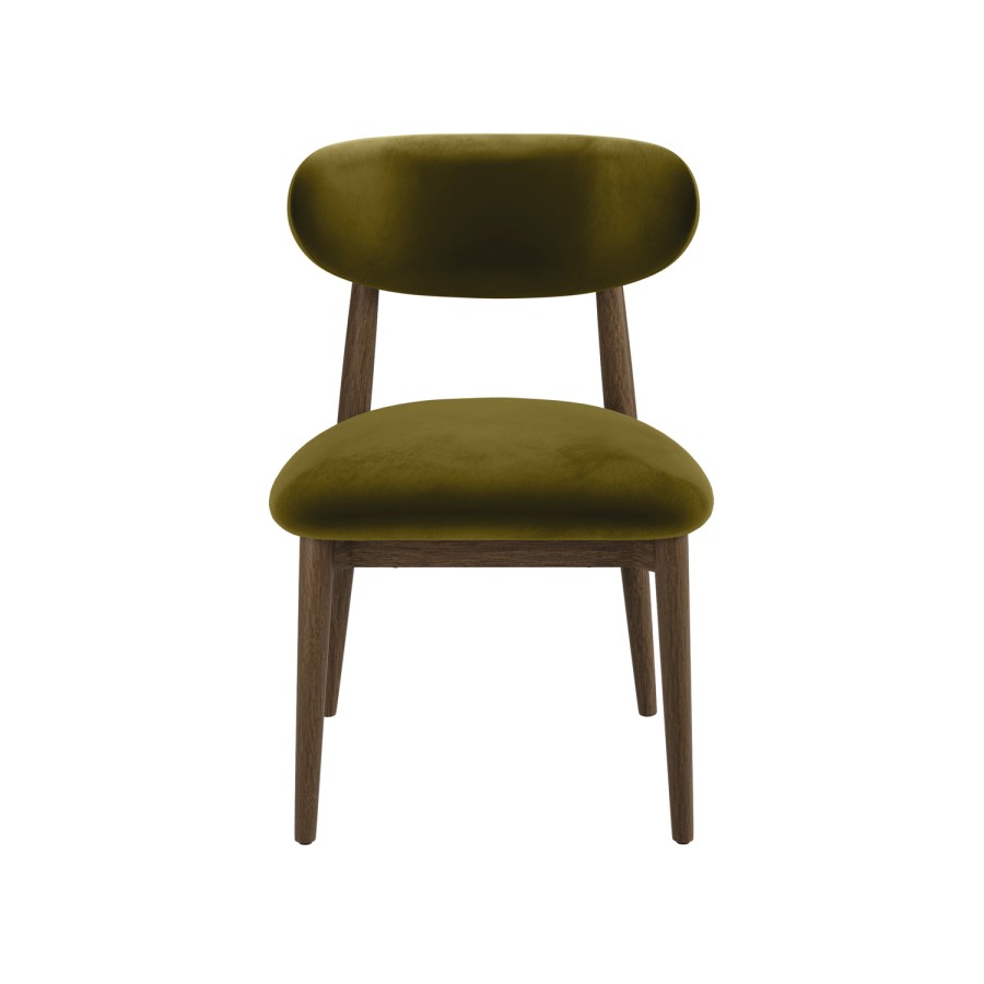 Walnut Finish Extendable Dining Table Set with 6 Green Upholstered Dining Chairs - Seats 6 - Jarel