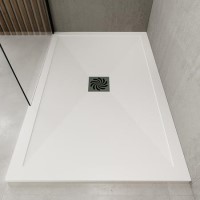 1400x800mm Rectangular Anti-Slip 25mm Slimline White Stone Resin Shower Tray – Harmony