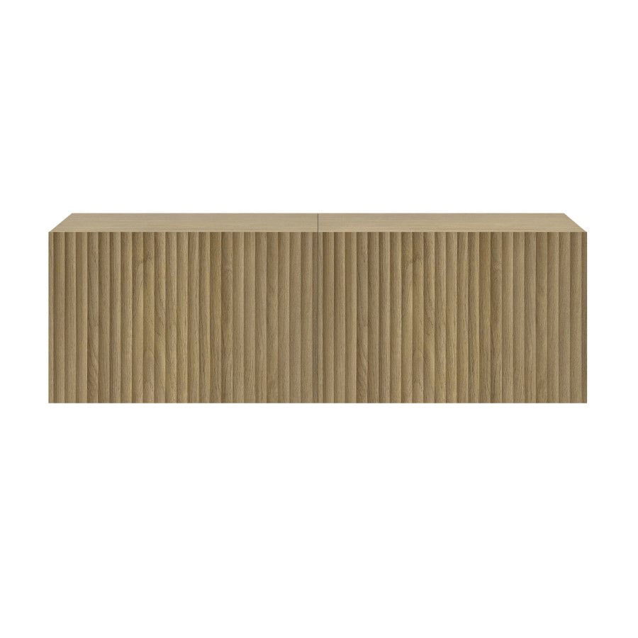 Multifunctional Small Oak Ribbed Floating TV Stand - TV's up to 55" - Hazel