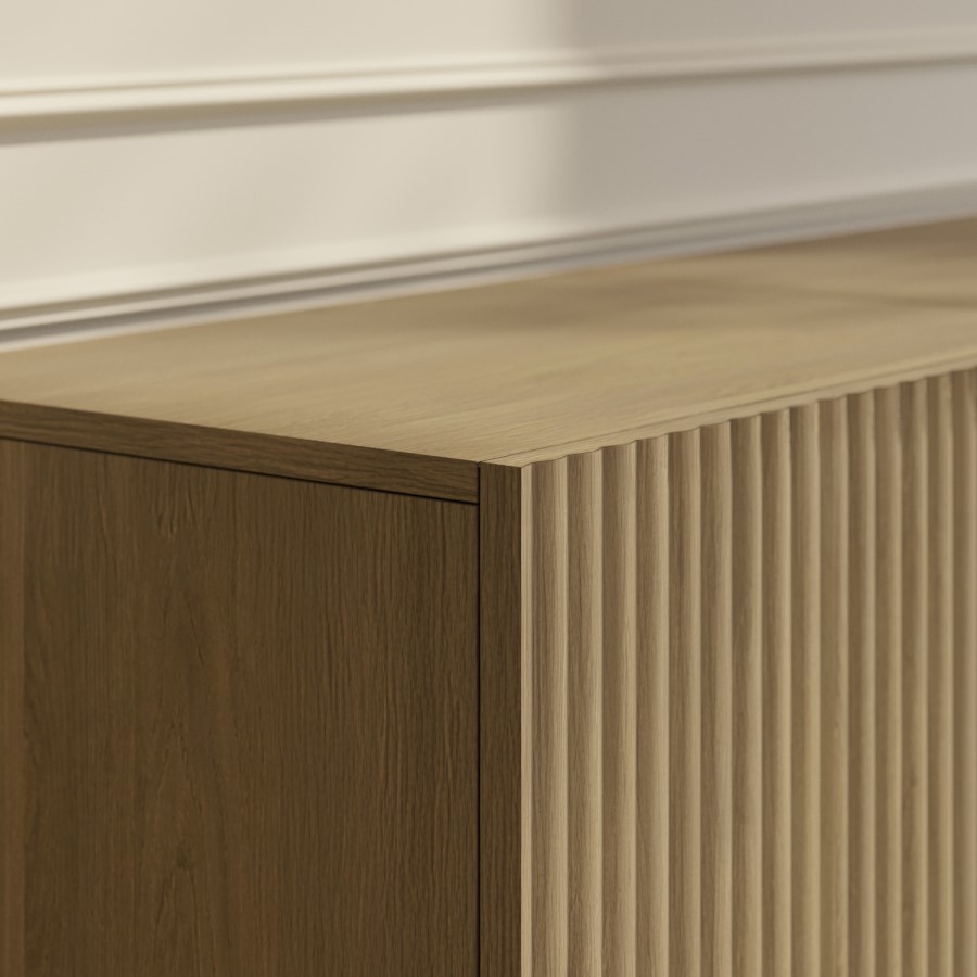Multifunctional Oak Ribbed Floating TV Stand - TV's up to 75" - Hazel