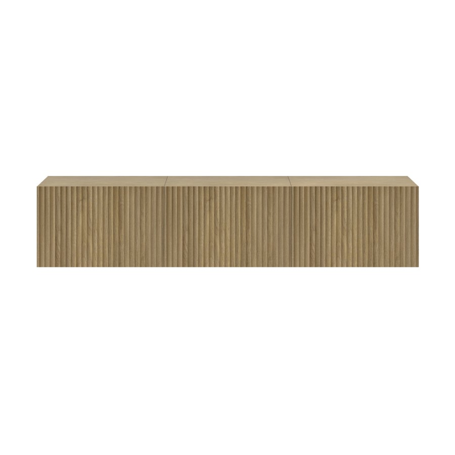 Multifunctional Oak Ribbed Floating TV Stand - TV's up to 75" - Hazel