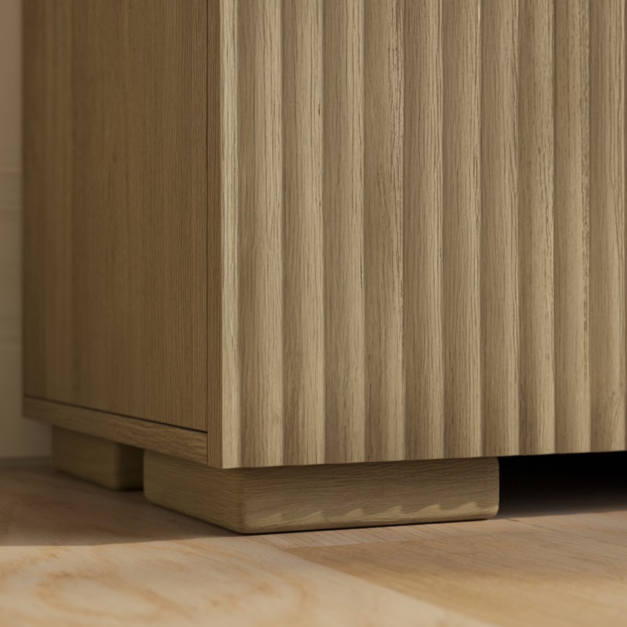 Multifunctional Large Oak Ribbed Floating TV Stand with Storage - TV's up to 85" - Hazel