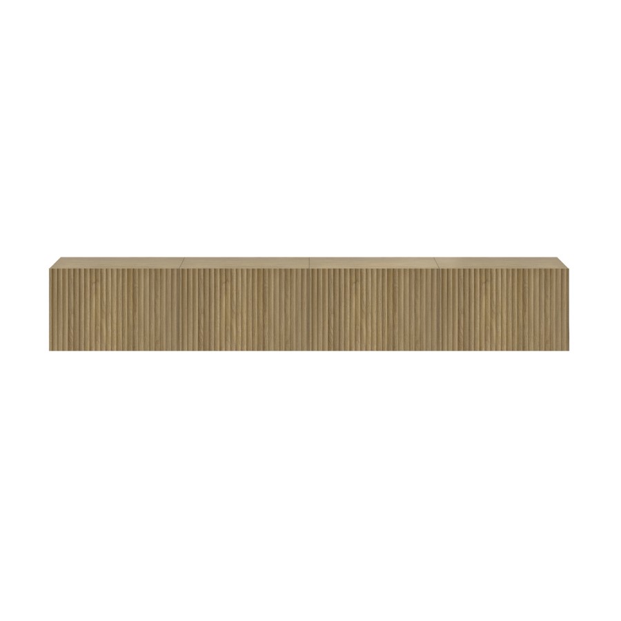 Multifunctional Large Oak Ribbed Floating TV Stand with Storage - TV's up to 85" - Hazel