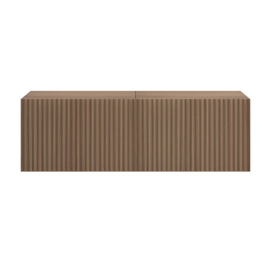 Multifunctional Small Walnut Ribbed Floating TV Stand - TV's up to 55" - Hazel